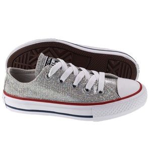 Converse Chuck Taylor All Star Ox Mouse Enamel Red White Silver Sparkle Sneakers